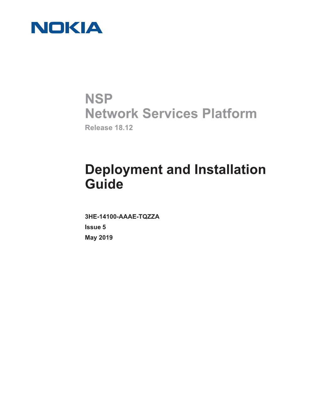 NSP Network Services Platform Release 18.12 Deployment And