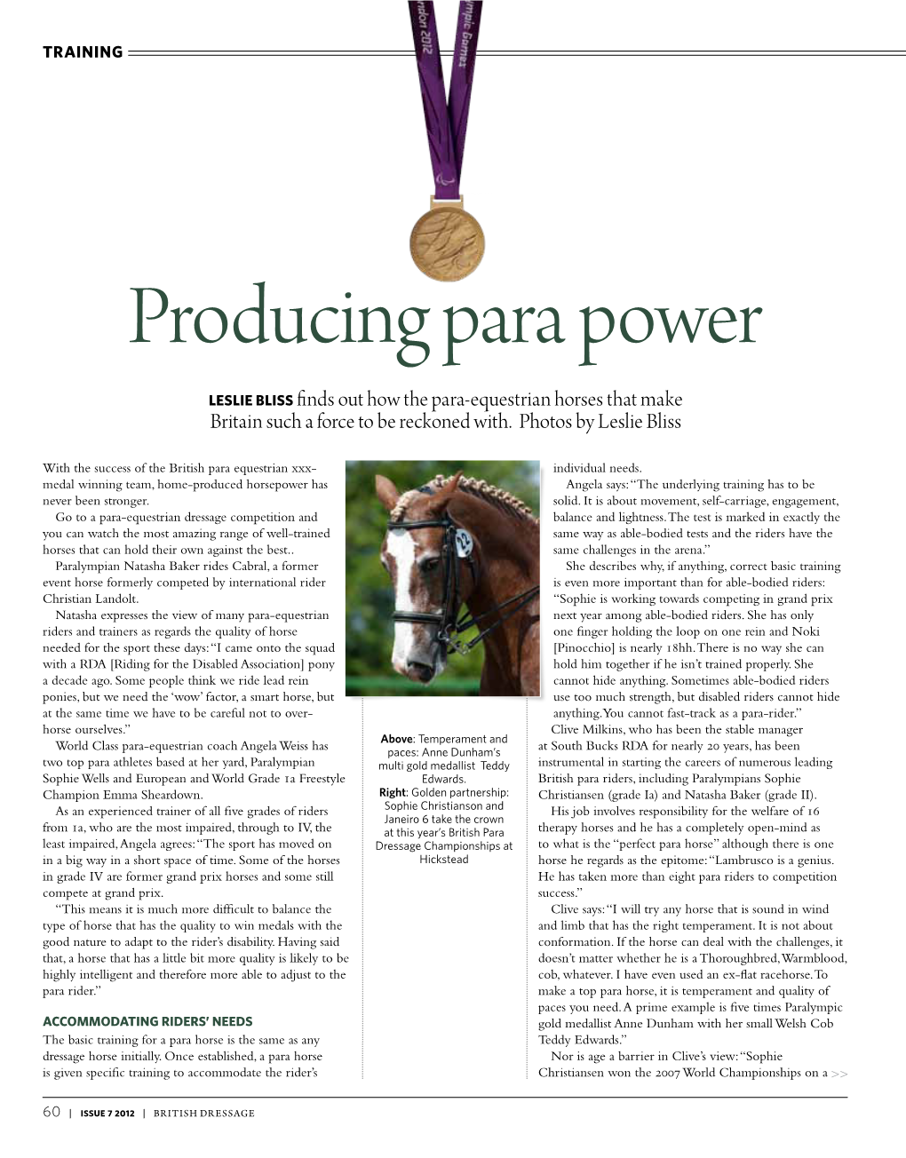 Producing Para Power Leslie Bliss Finds out How the Para-Equestrian Horses That Make Britain Such a Force to Be Reckoned With