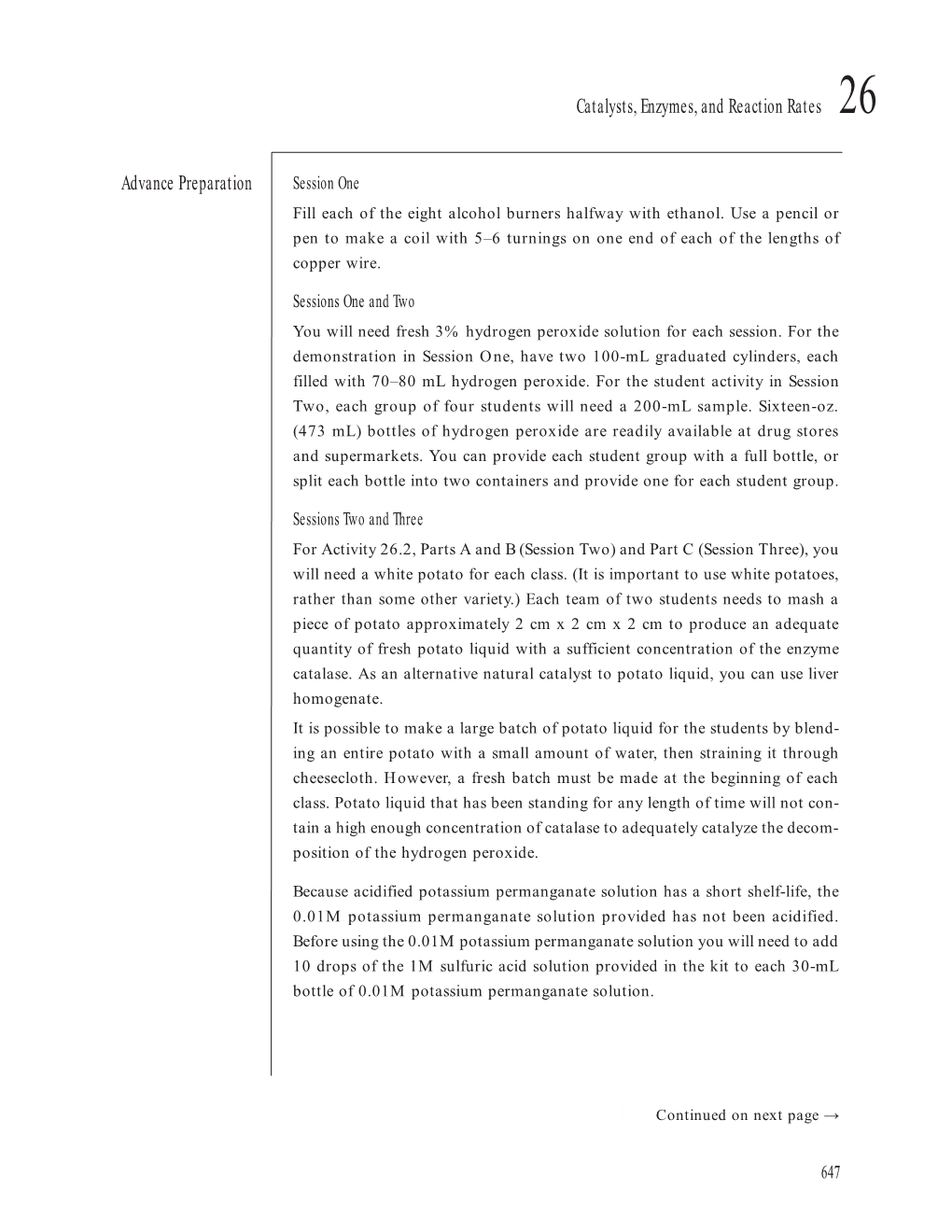 Advance Preparation Catalysts, Enzymes, and Reaction Rates