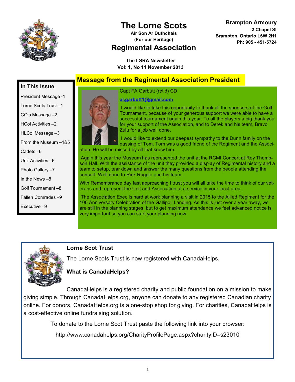 Association Newsletter November 2013