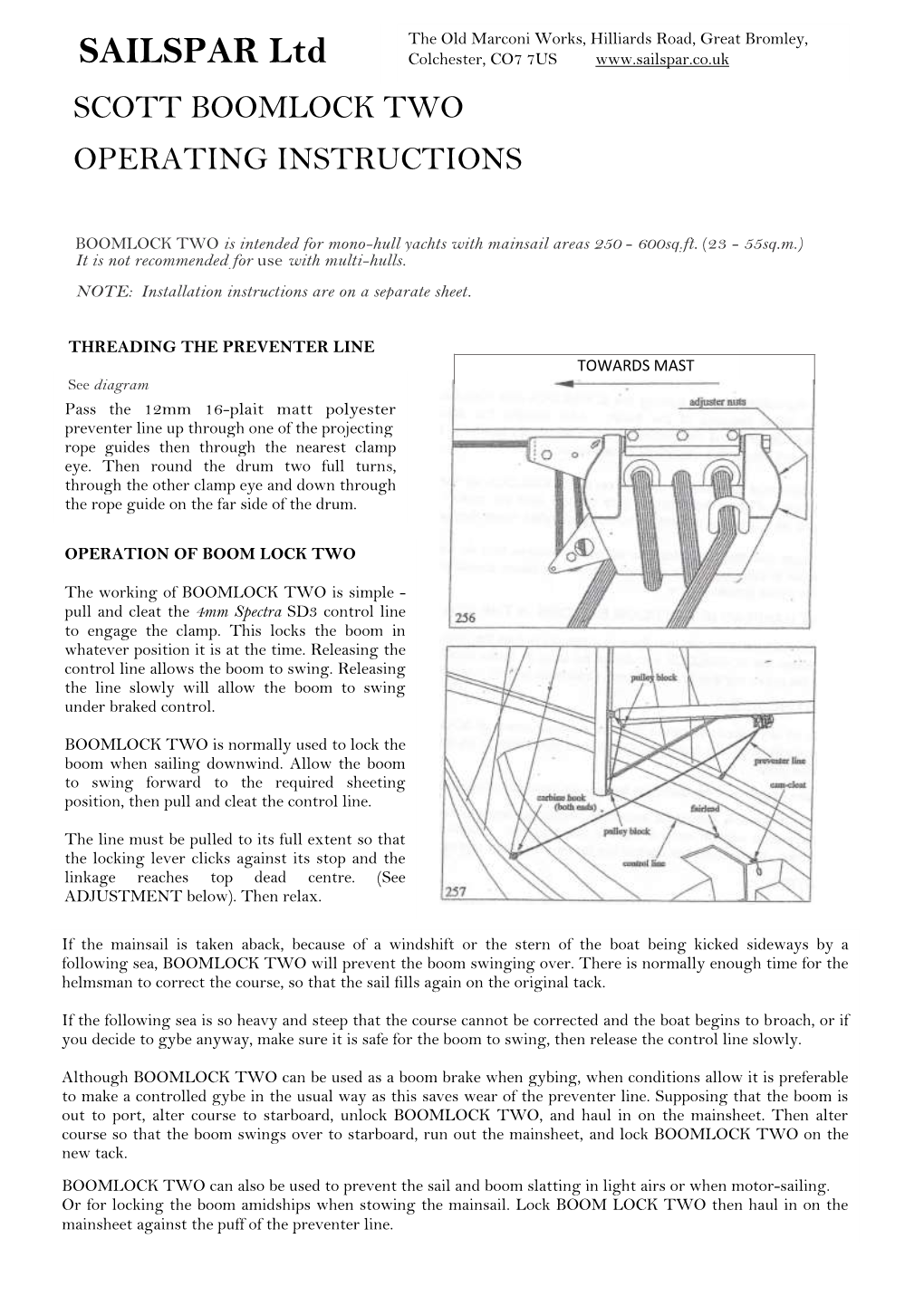 Scott Boomlock Two Operating Instructions