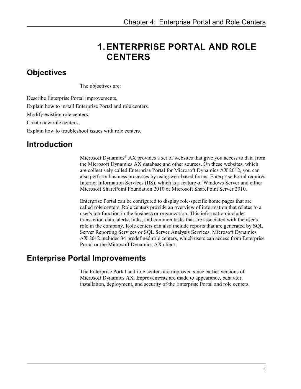 Chapter 4: Enterprise Portal and Role Centers