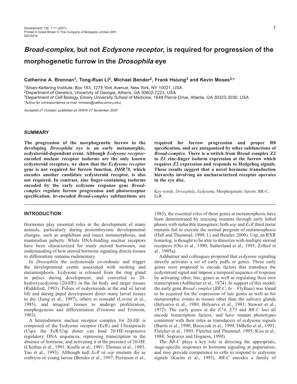 Ecdysone Signaling in Eye Development 3