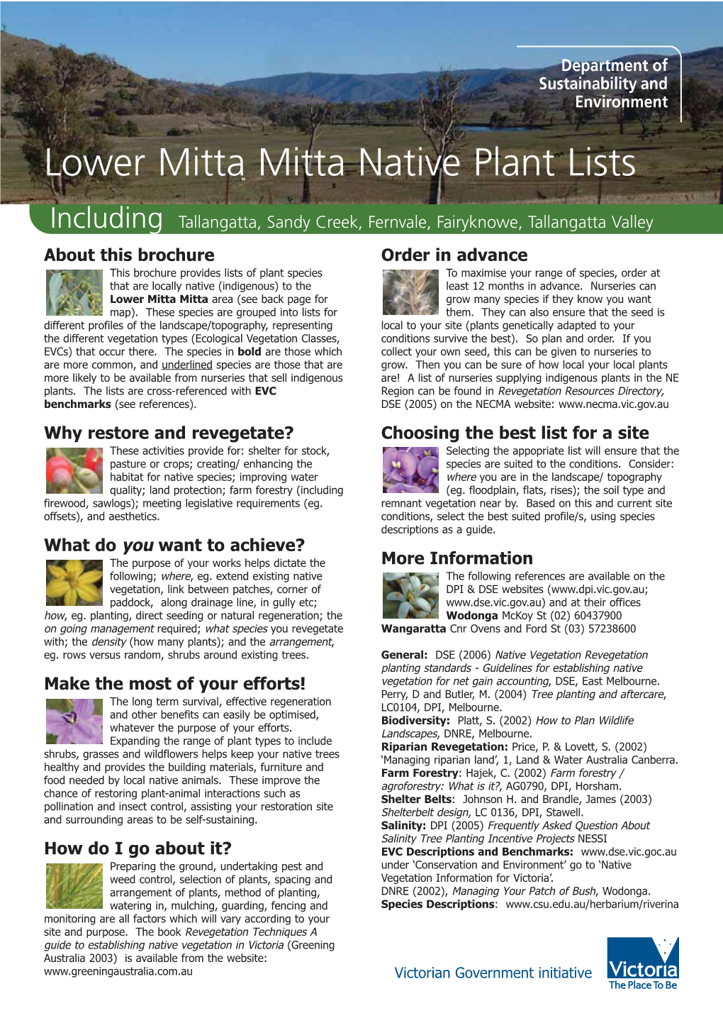 Lower Mitta Mitta Native Plant Lists