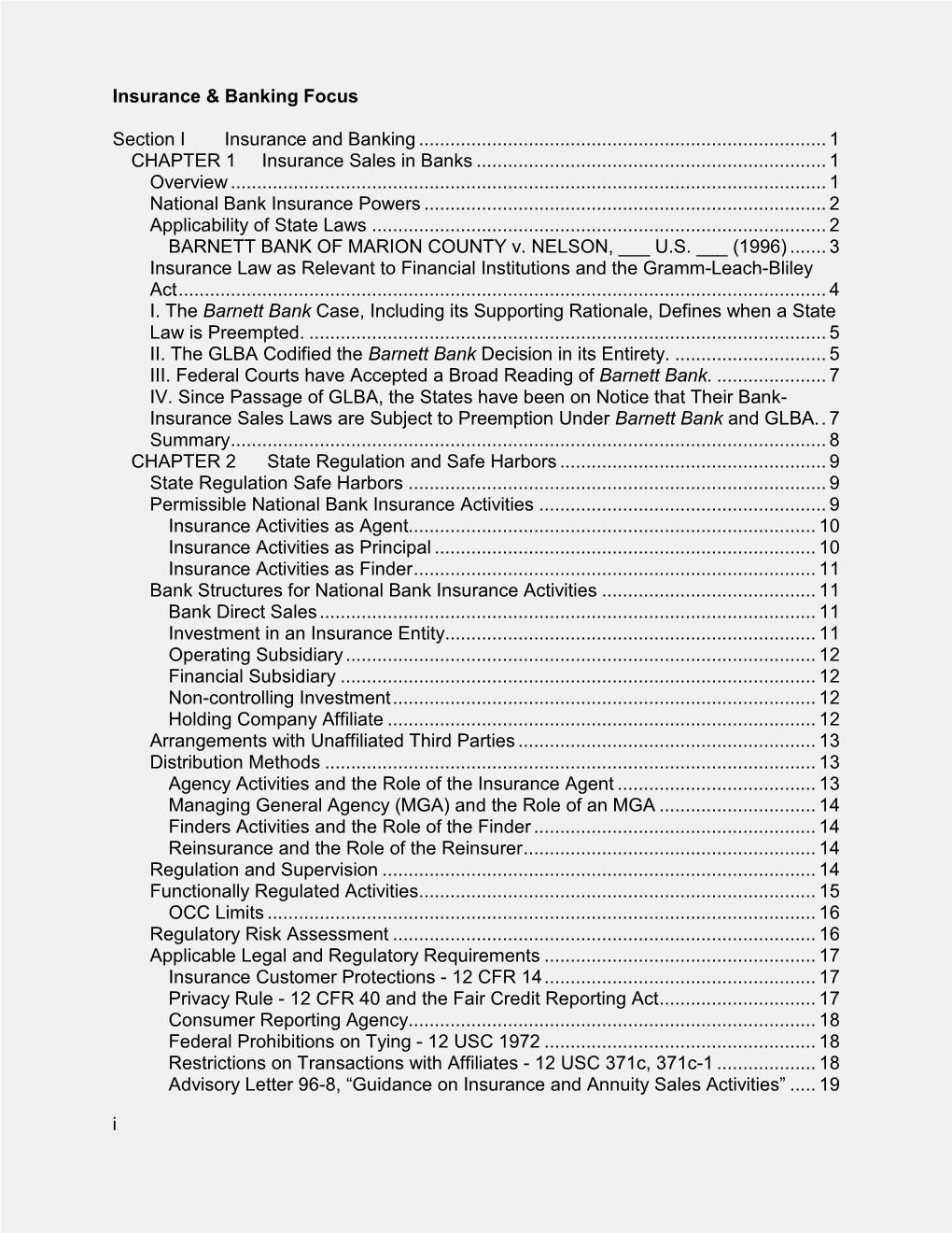 I Insurance & Banking Focus Section I Insurance and Banking