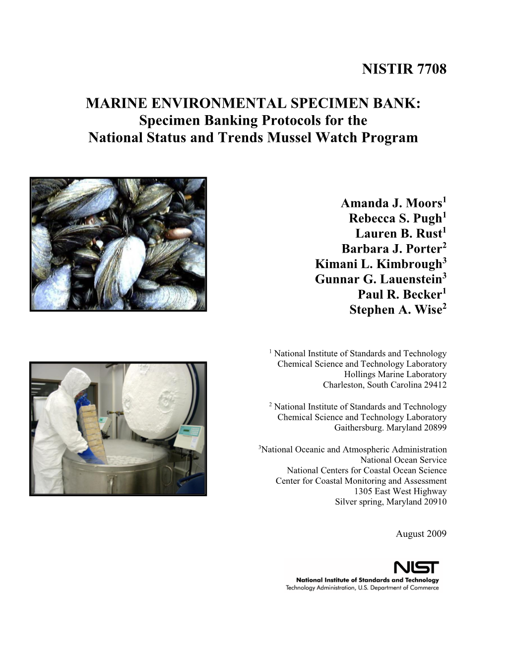 Specimen Banking Protocols for the National Status and Trends Mussel Watch Program