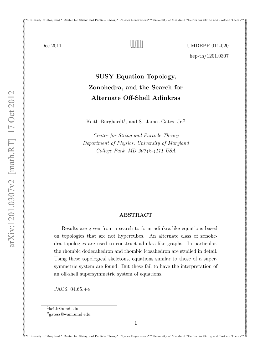 SUSY Equation Topology, Zonohedra, and the Search For