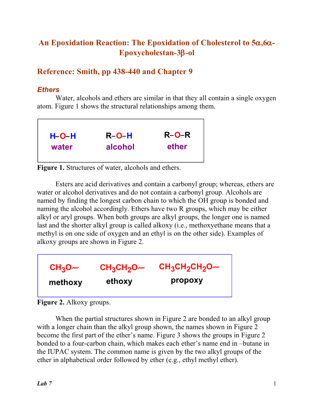 An Epoxidation Reaction: the Epoxidation of Cholesterol to 5A,6A-Epoxycholestan-3B-Ol s1