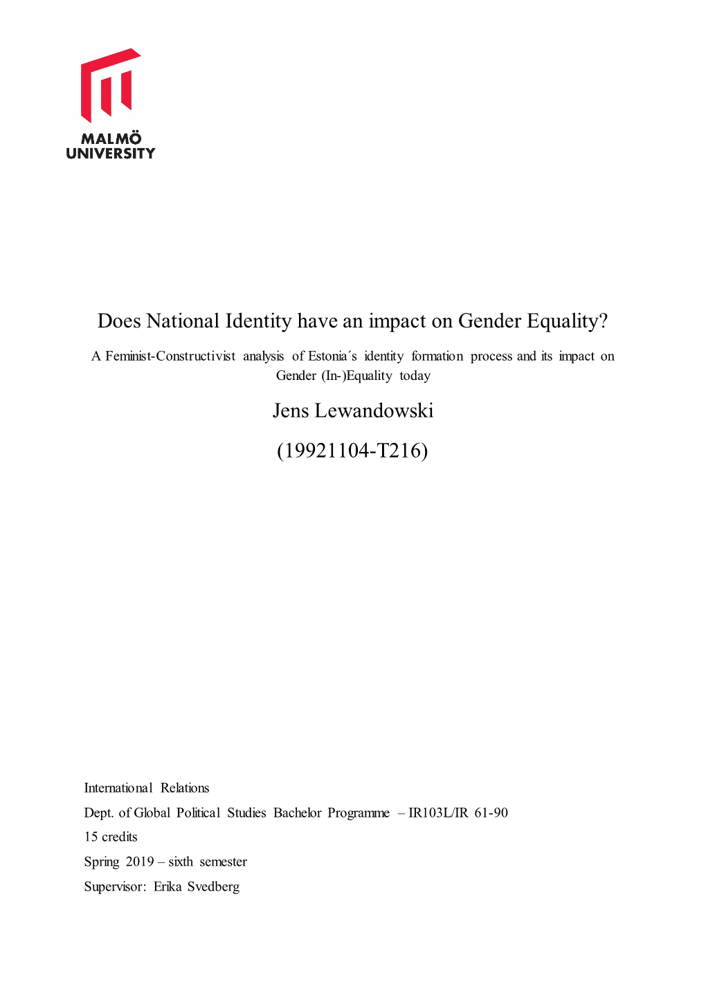 Does National Identity Have an Impact on Gender Equality?