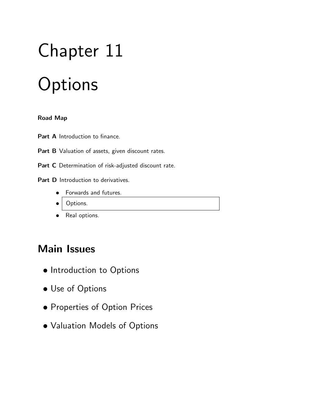 Chapter 11 Options