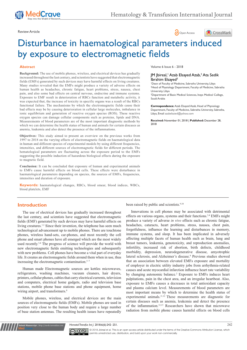 Disturbance in Haematological Parameters Induces by Exposure To