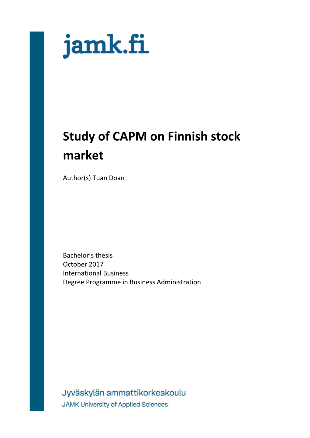 Study of CAPM on Finnish Stock Market