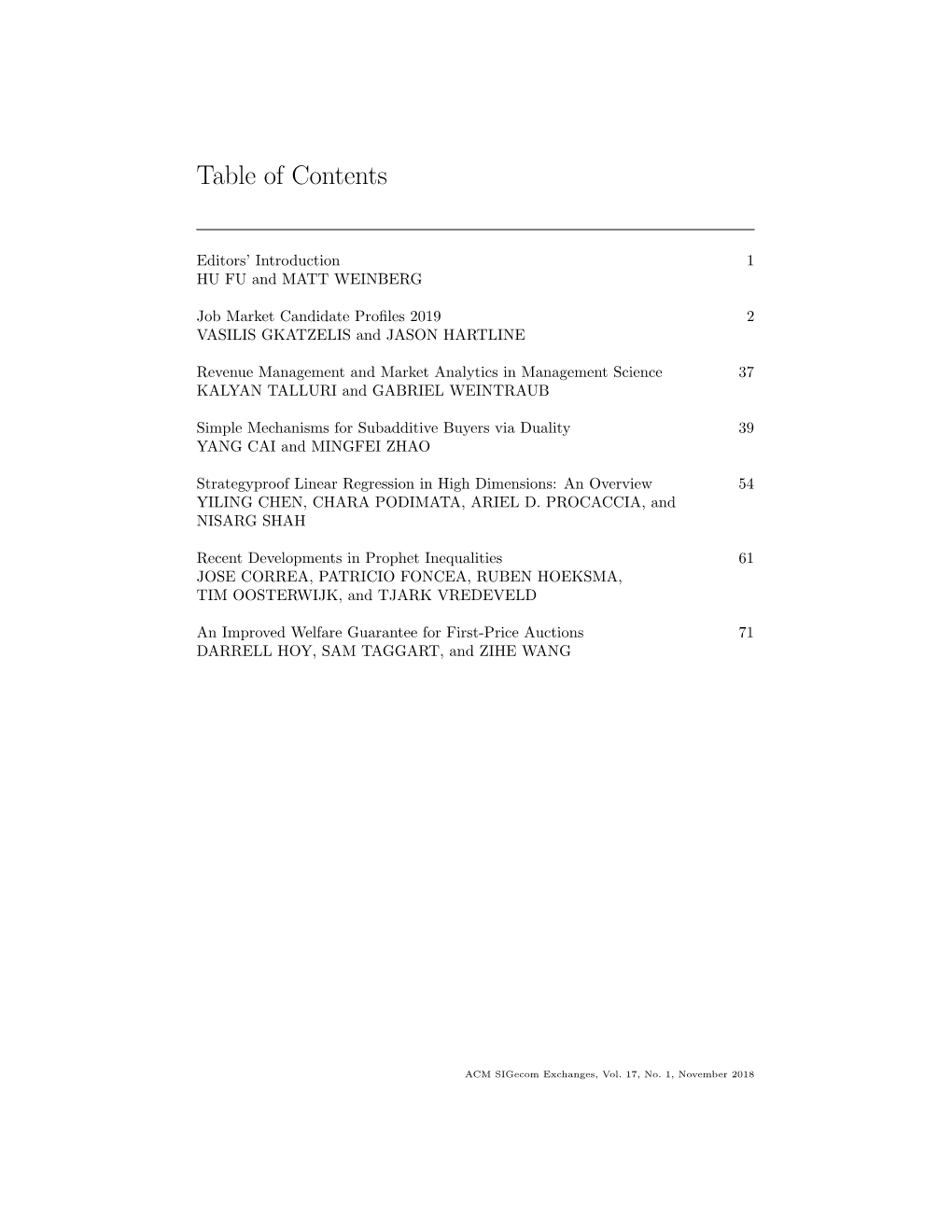 Table of Contents