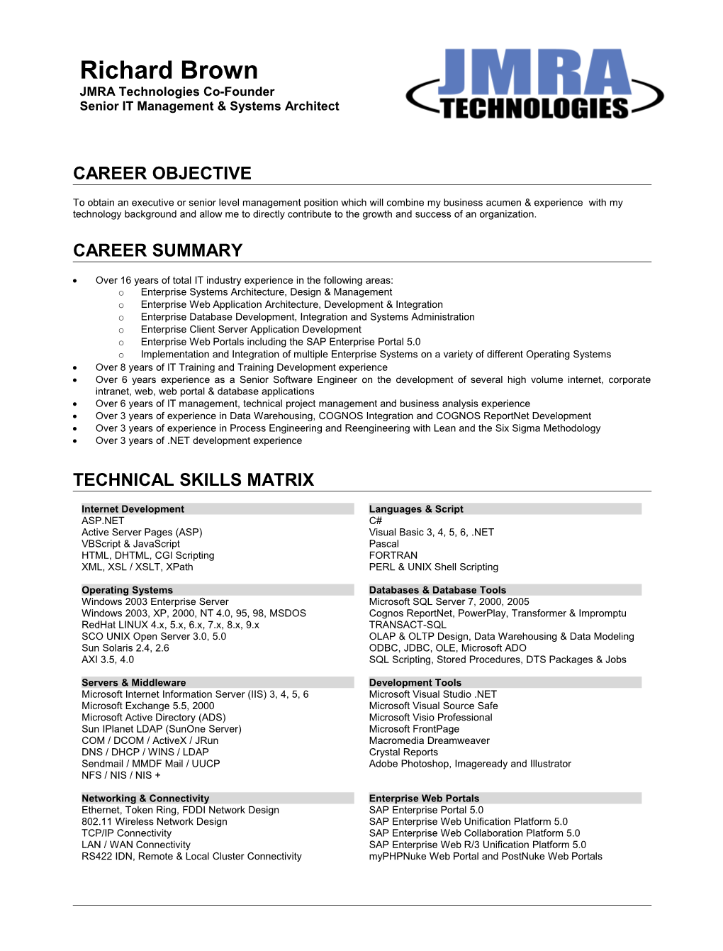 Rich Brown Resume