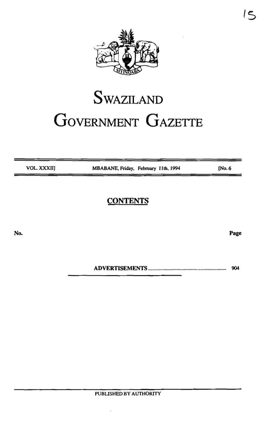 Swaziland Government Gazette