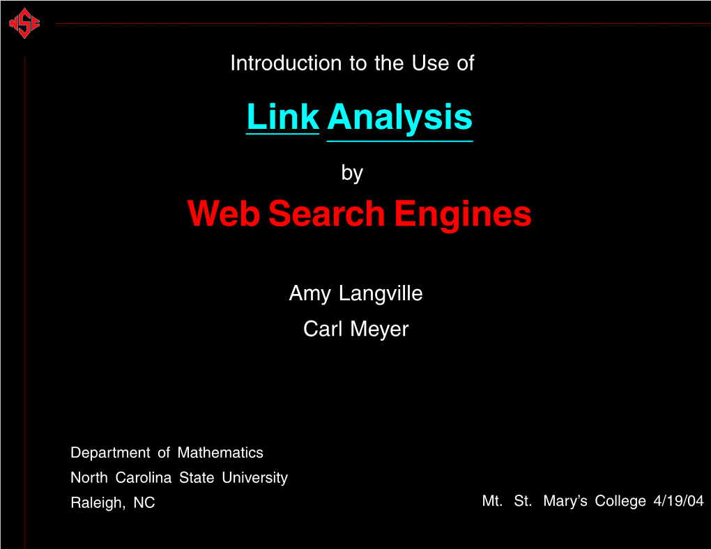 Link Analysis Web Search Engines