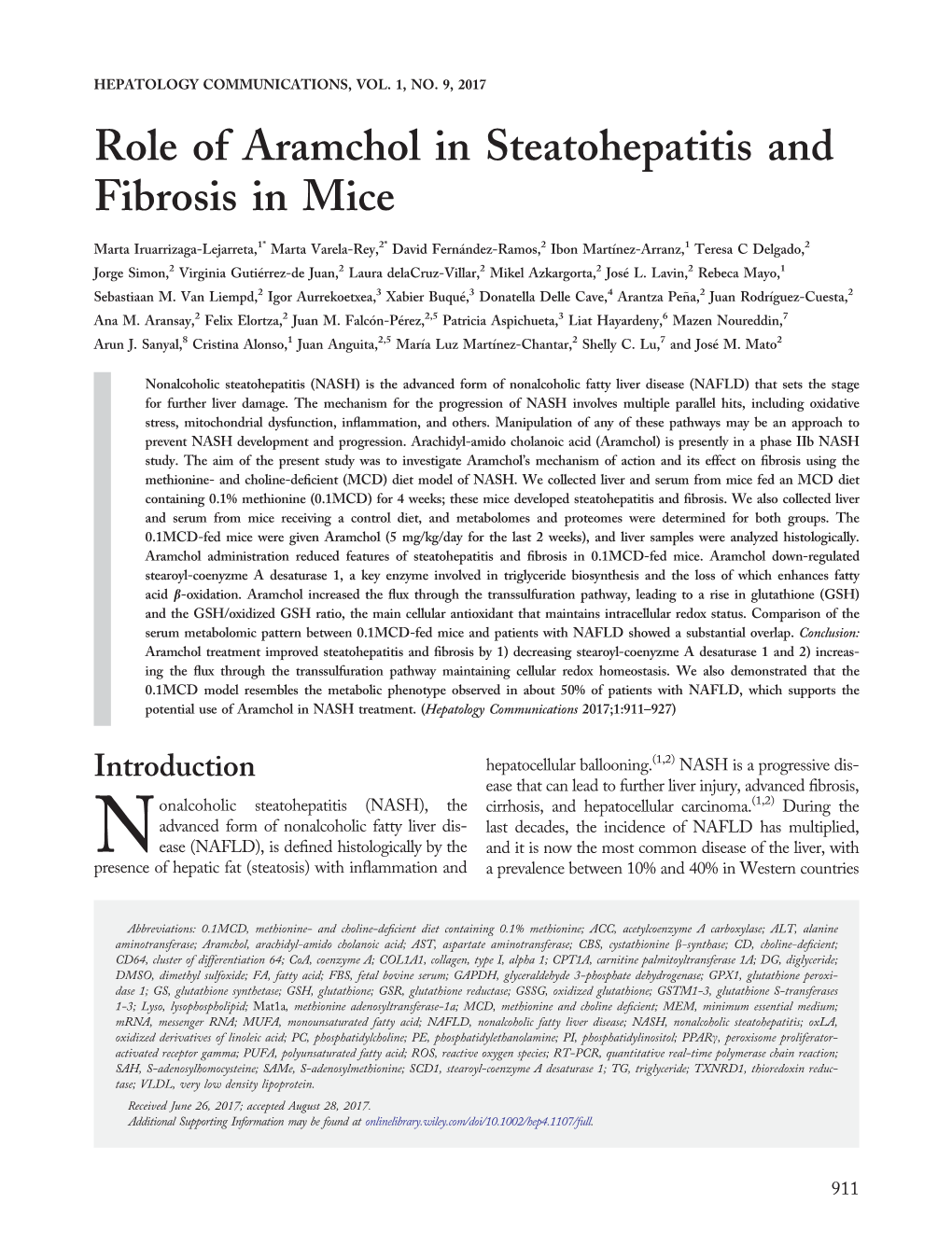 Role of Aramchol in Steatohepatitis and Fibrosis in Mice