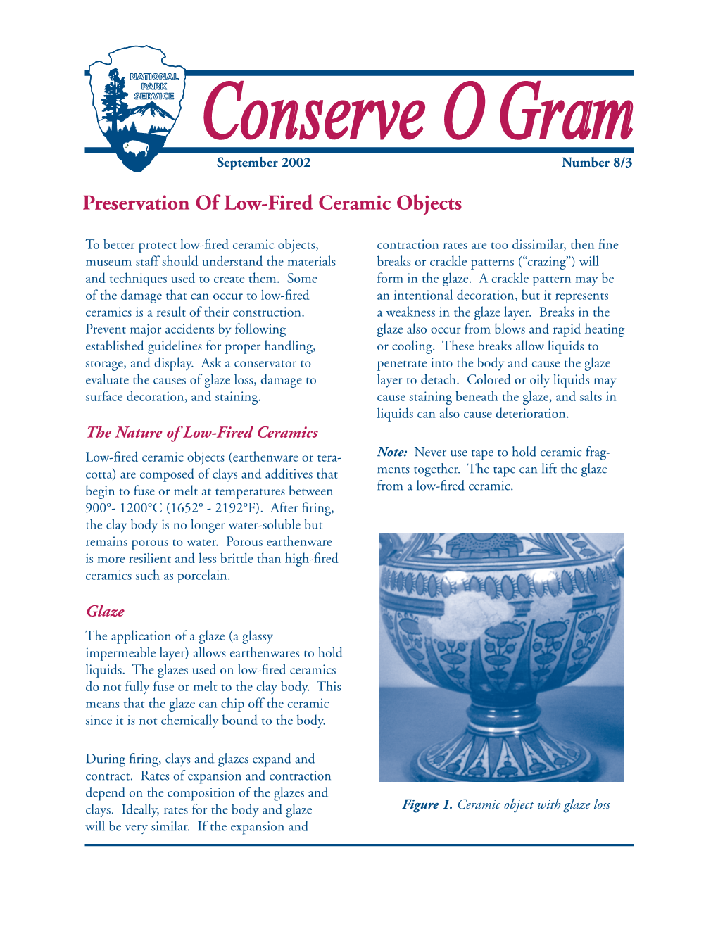 Conserve O Gram Volume 8 Issue 3: Preservation of Low-Fired Ceramic Objects