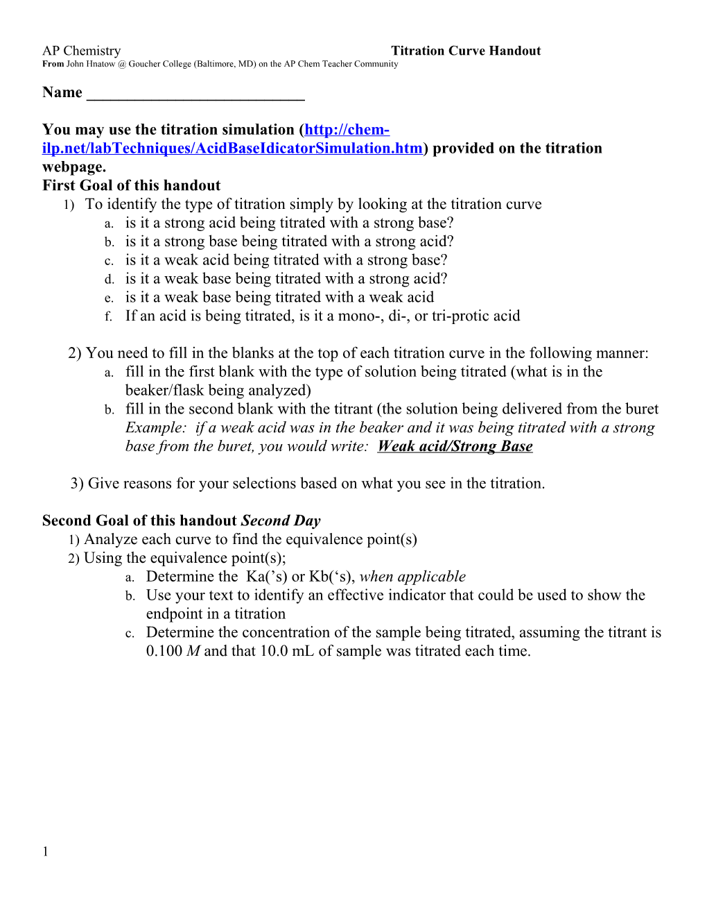 Strong Acid/Strong Base Titration