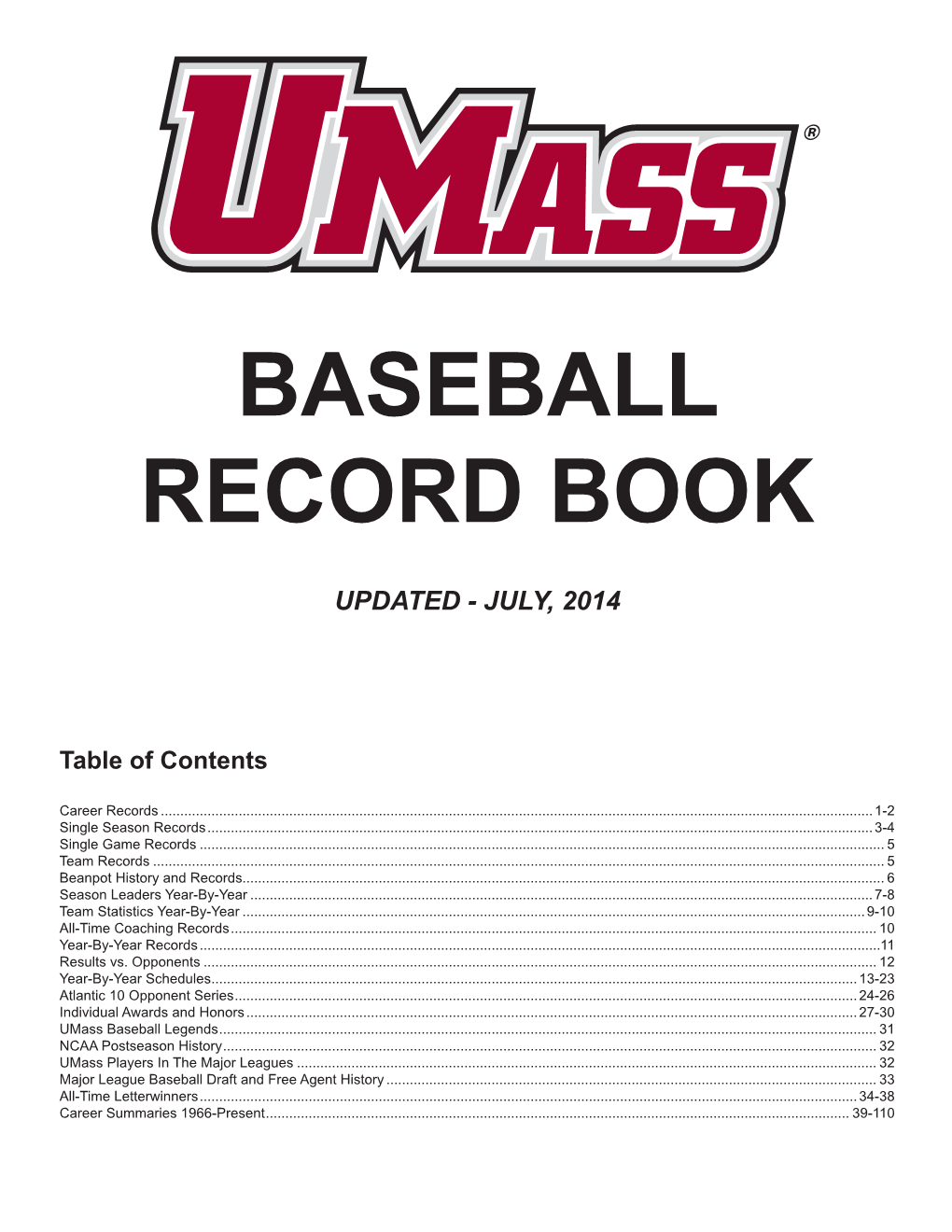 Baseball Record Book