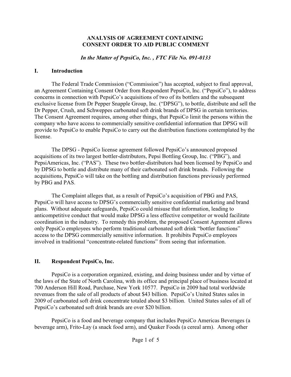 Analysis of Agreement Containing Consent Order to Aid Public Comment