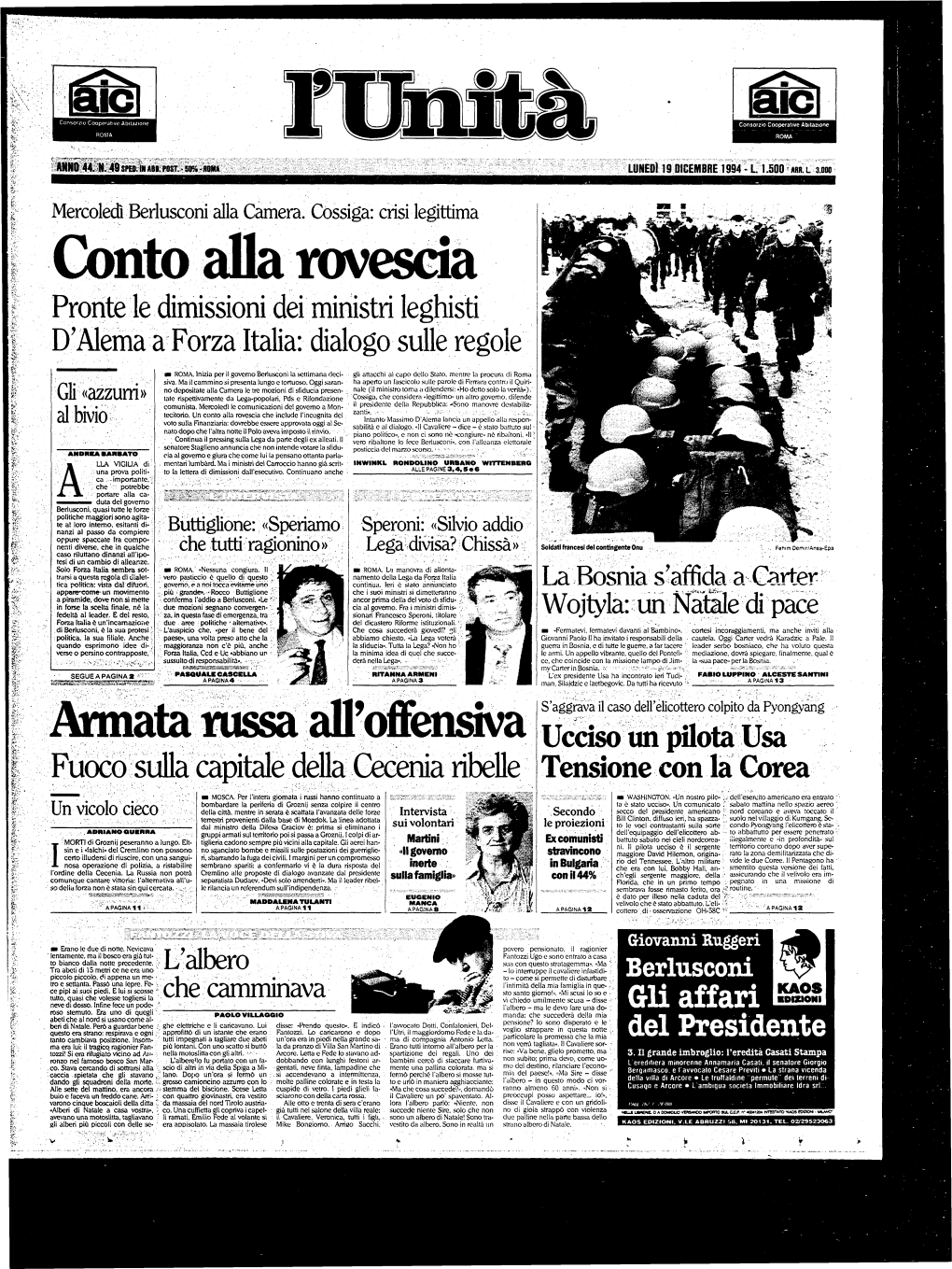 Conto Alla Rovescia Pronte Le Dimissioni Dei Ministri Leghisti D'alema a Forza Italia: Dialogo Sulle Regole