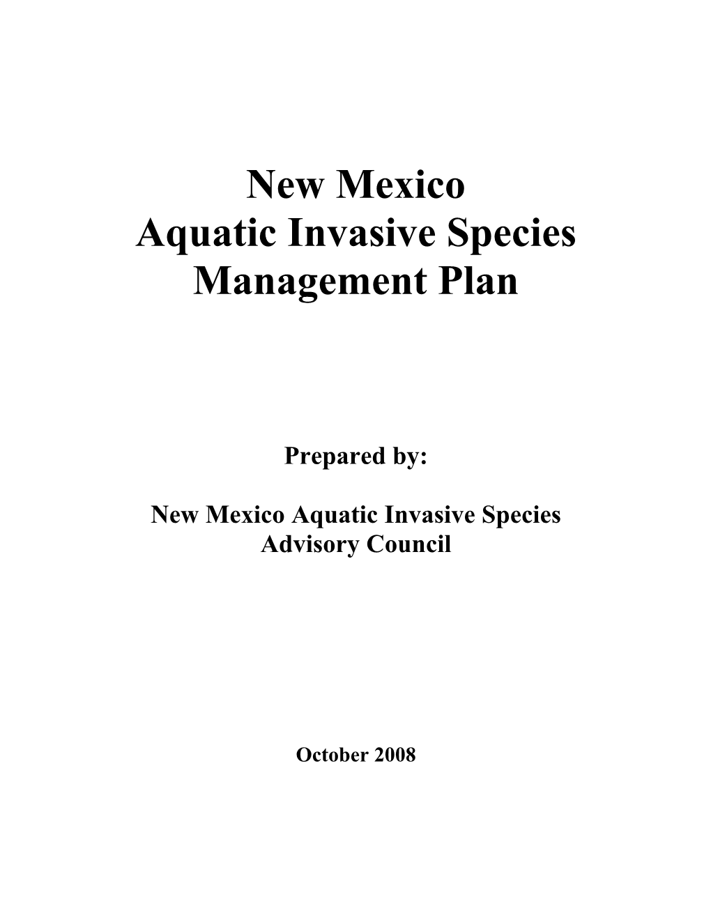 New Mexico Aquatic Invasive Species Management Plan