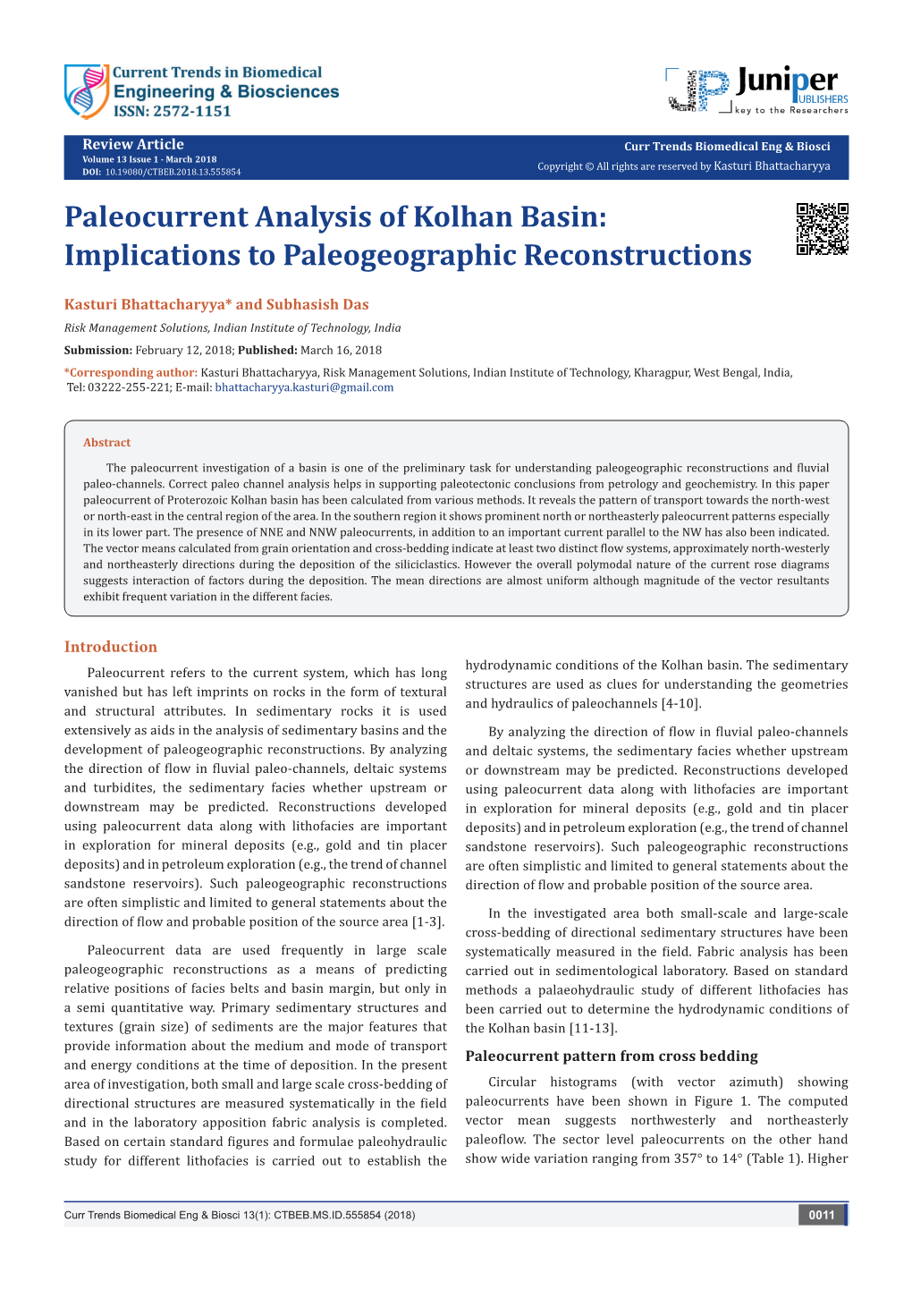 Paleocurrent Analysis of Kolhan Basin: Implications to Paleogeographic Reconstructions