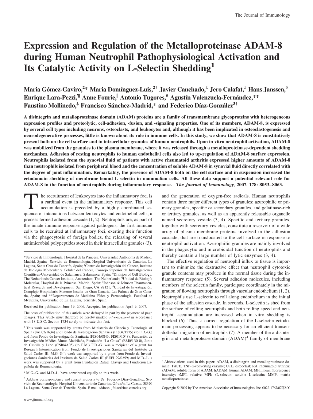 Its Catalytic Activity on L-Selectin Shedding Neutrophil