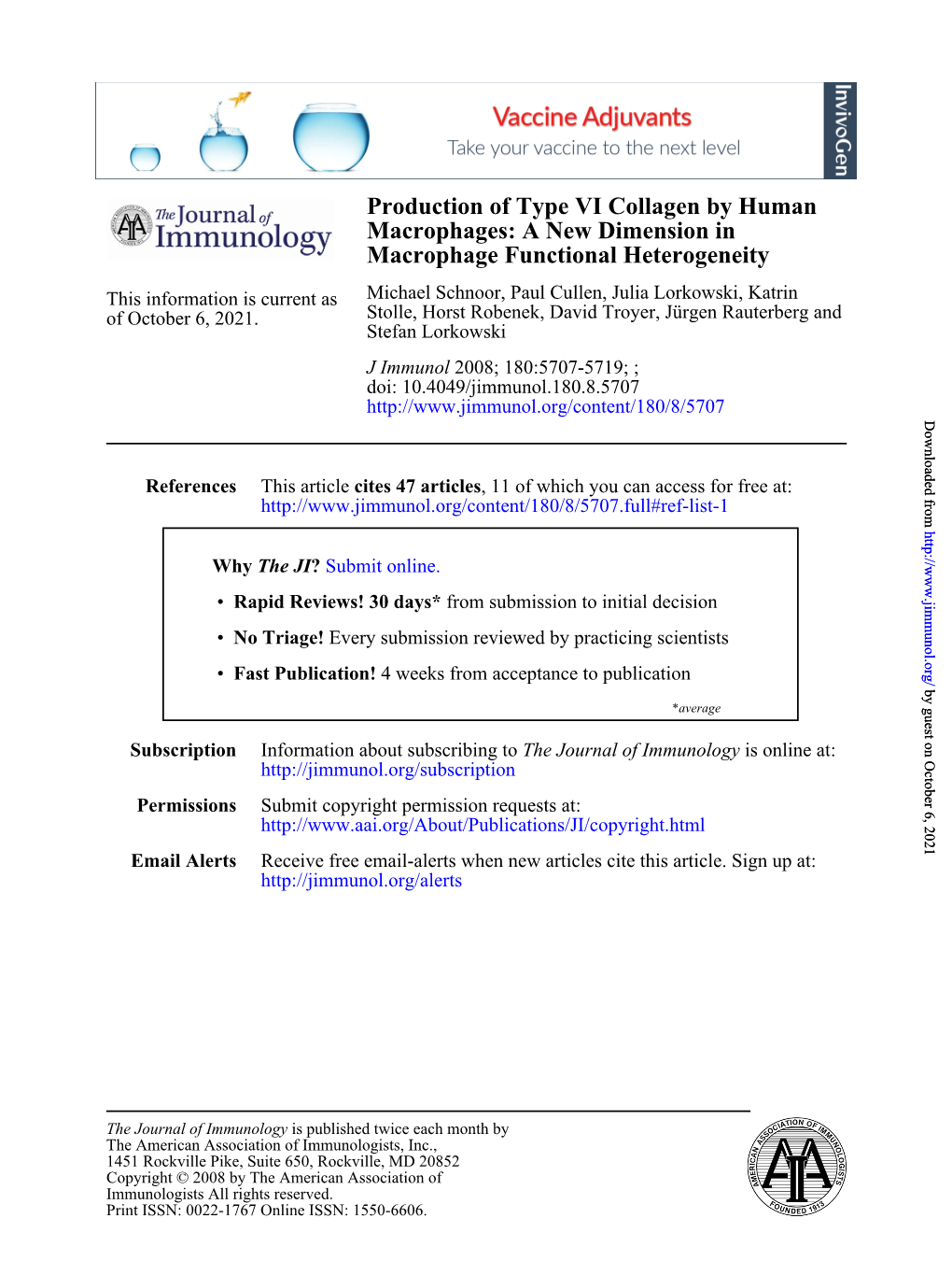 A New Dimension in Production of Type VI Collagen by Human