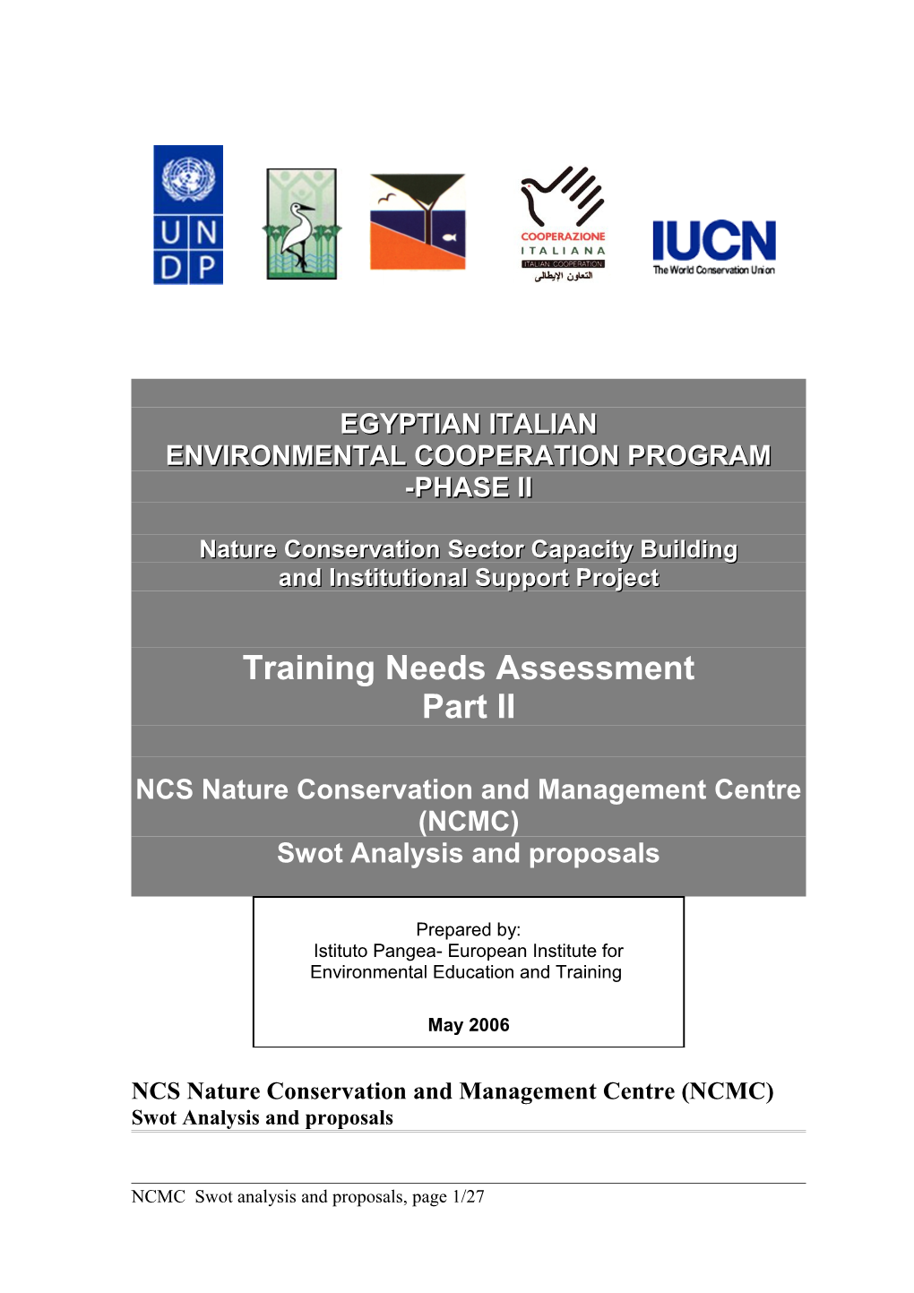 SWOT Analysis Of The Sharm El Sheikh Nature Conservation And Management Centre (Based On Survey, Study Of Available Documents A