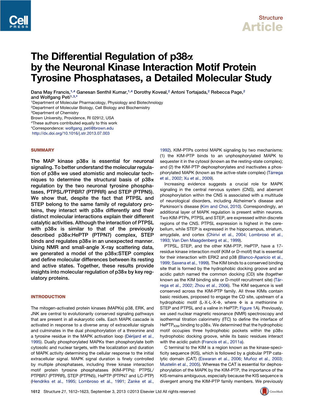 The Differential Regulation of P38Α by the Neuronal Kinase