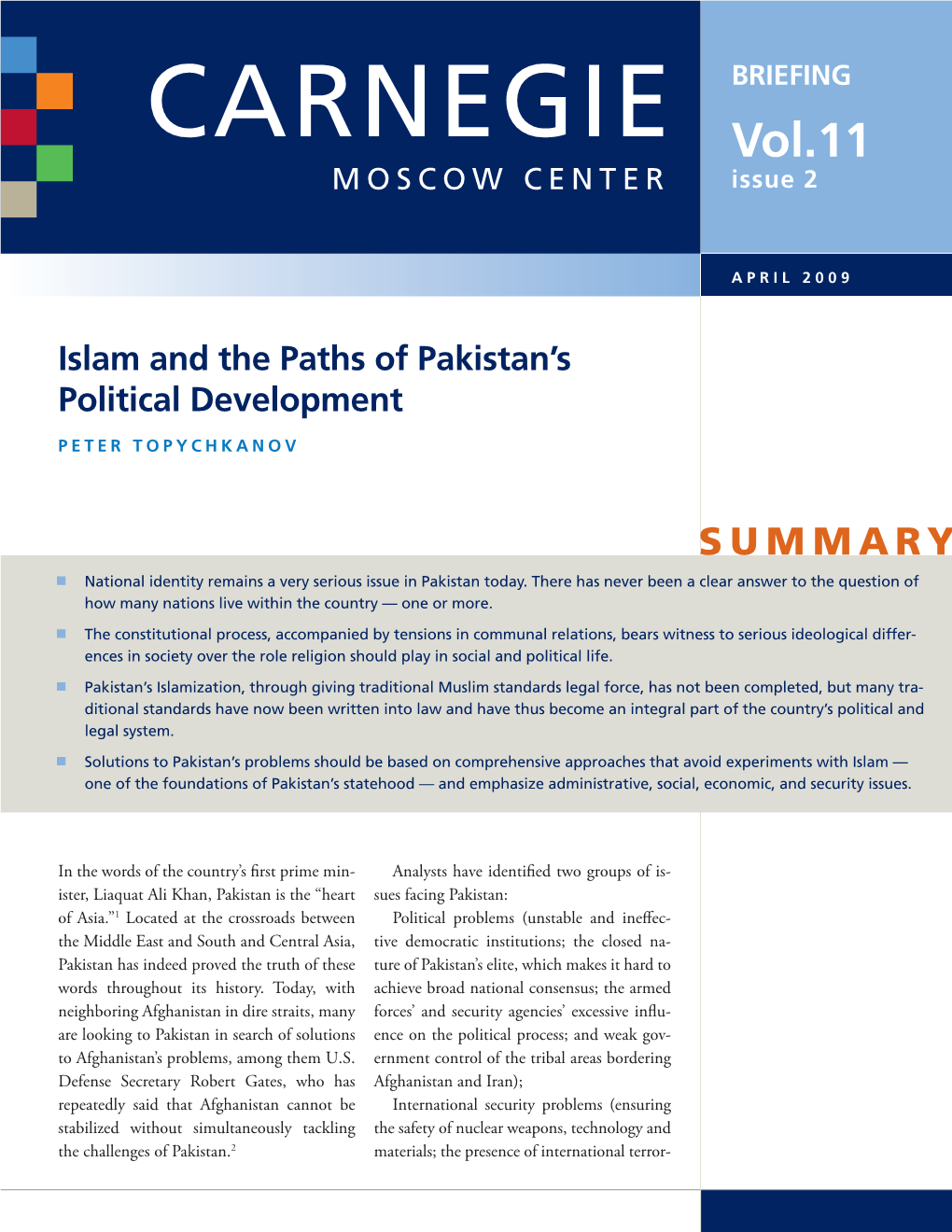 Islam and the Paths of Pakistan's Political Development