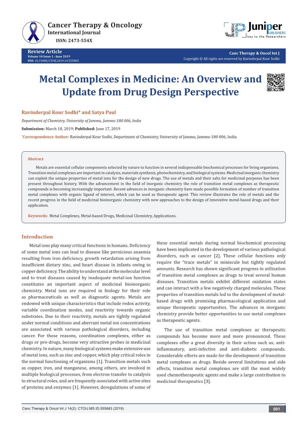 Metal Complexes in Medicine: an Overview and Update from Drug Design Perspective