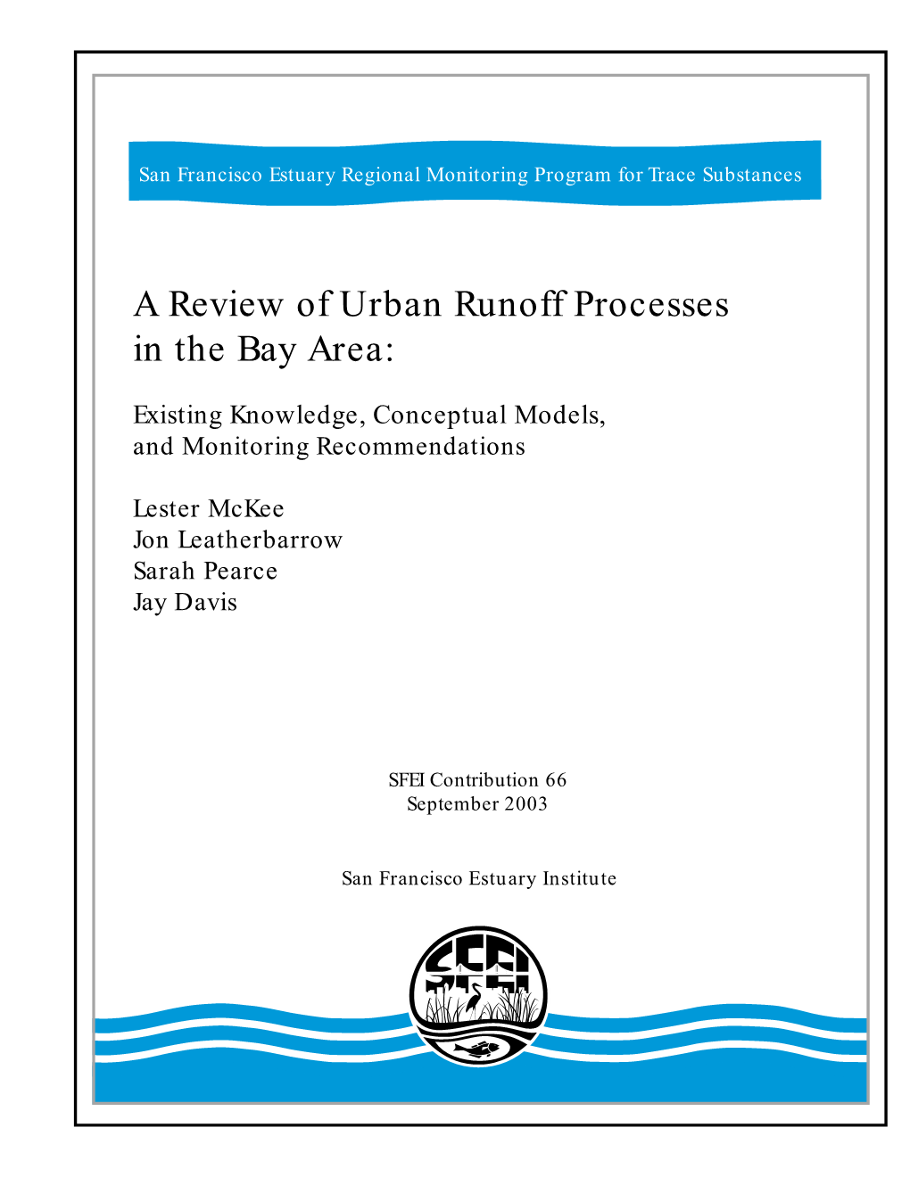 A Review of Urban Runoff Processes in the Bay Area