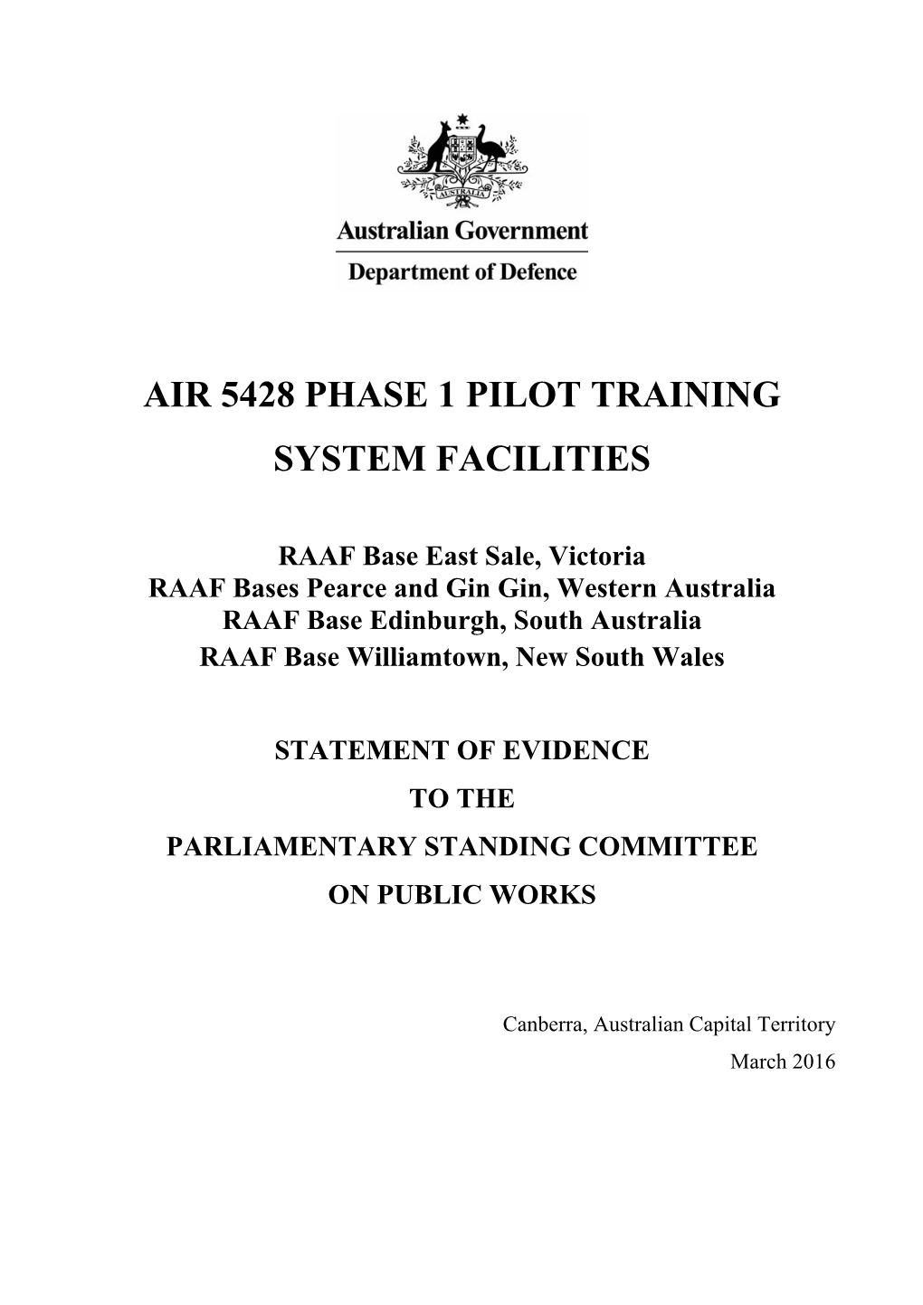 Air 5428 Phase 1 Pilot Training System Facilities