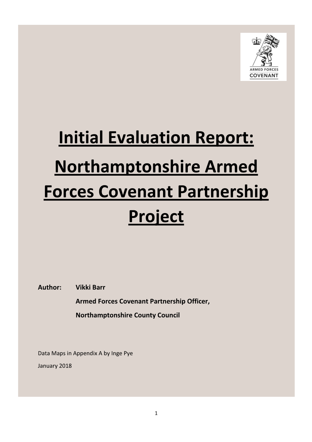 Initial Evaluation Report: Northamptonshire Armed Forces Covenant Partnership Project