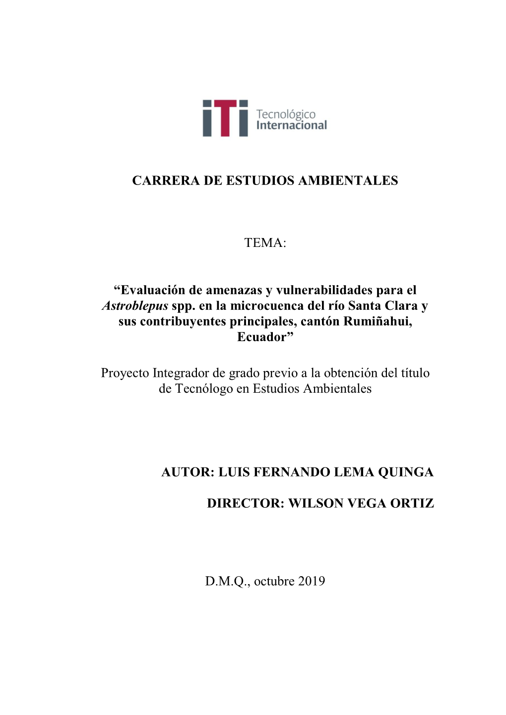 CARRERA DE ESTUDIOS AMBIENTALES TEMA: “Evaluación