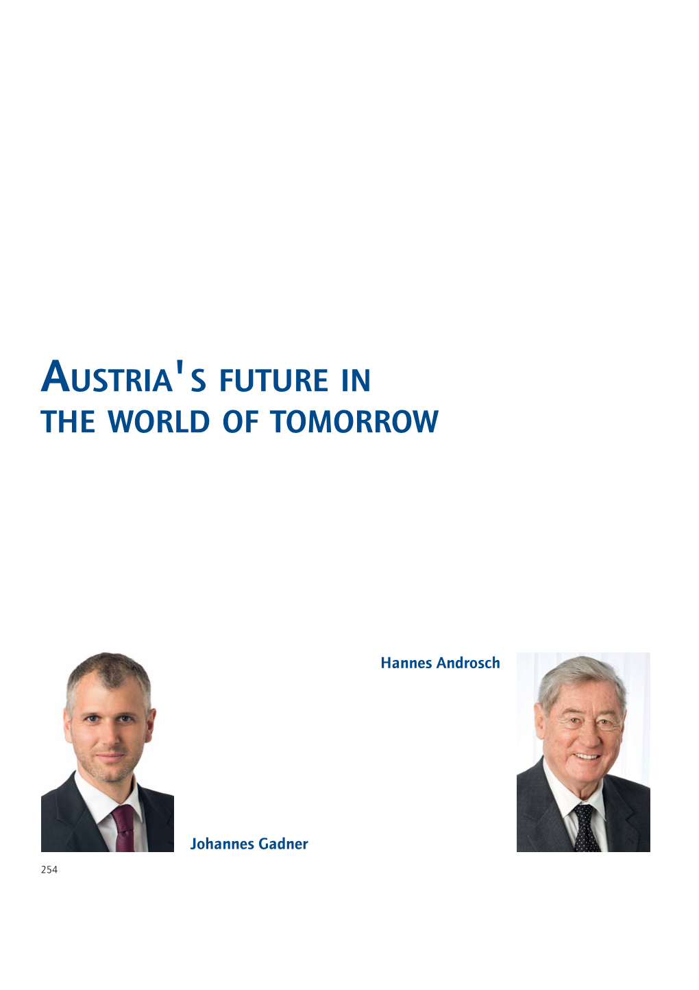 Austria's Future in the World of Tomorrow