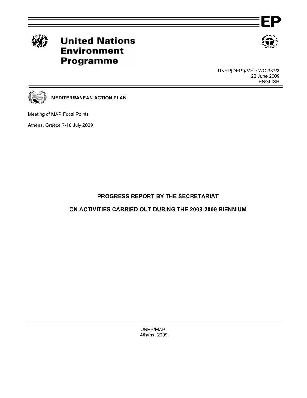 Progress Report by the Secretariat on Activities