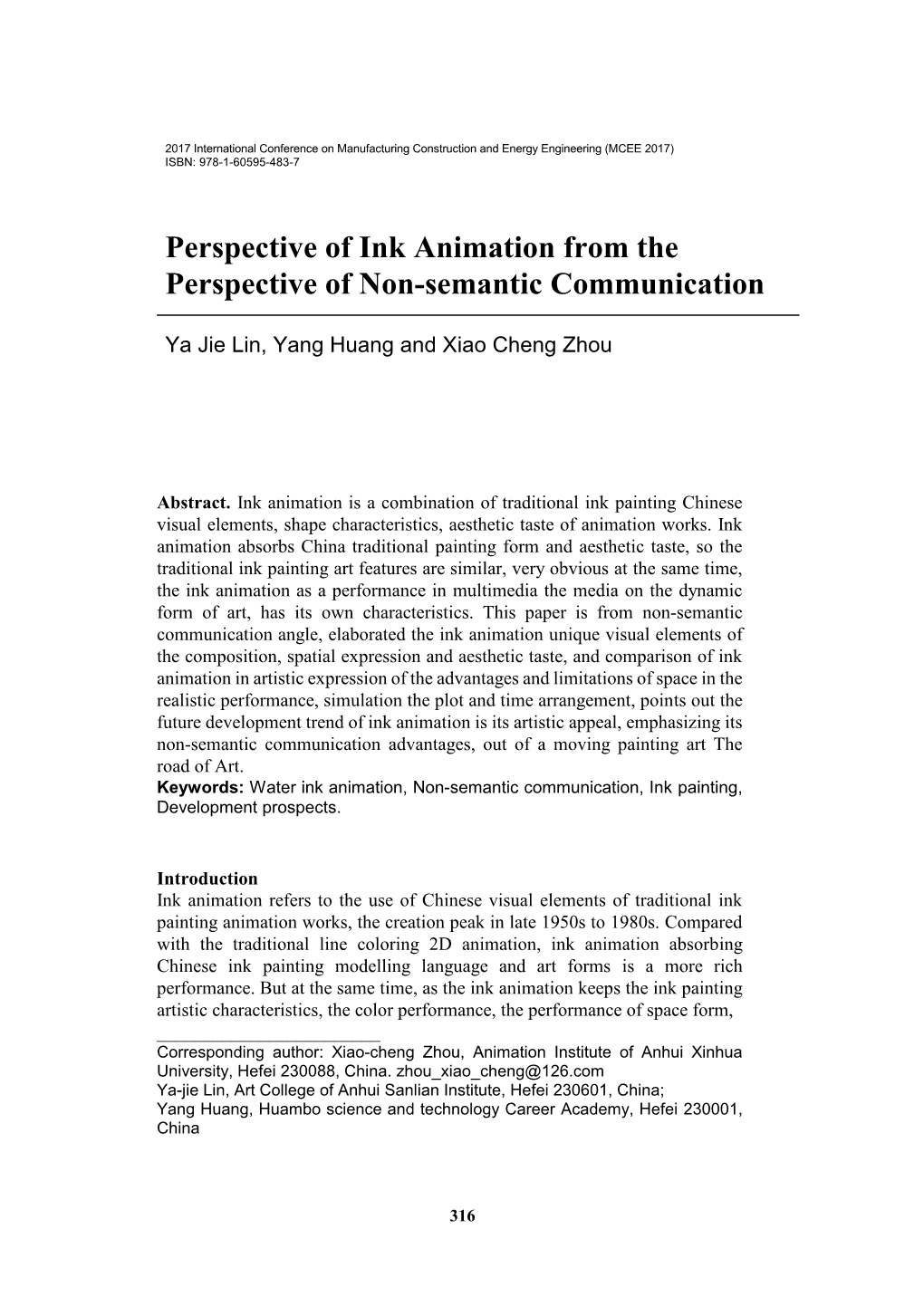 Perspective of Ink Animation from the Perspective of Non-Semantic Communication