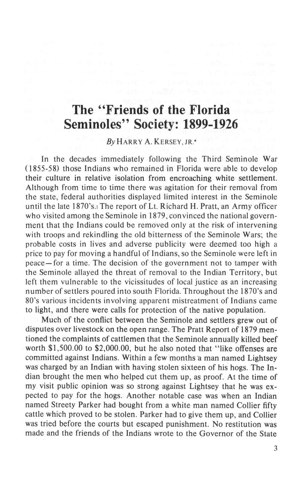 "The Friends of the Seminole" Society, 1899-1926