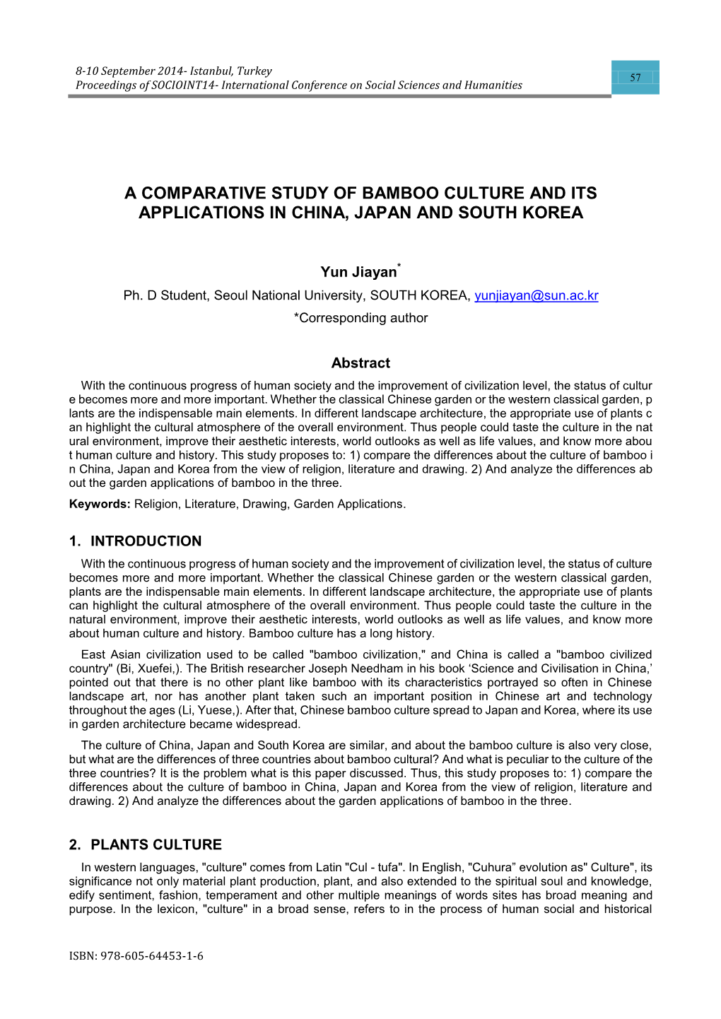 A Comparative Study of Bamboo Culture and Its Applications in China, Japan and South Korea