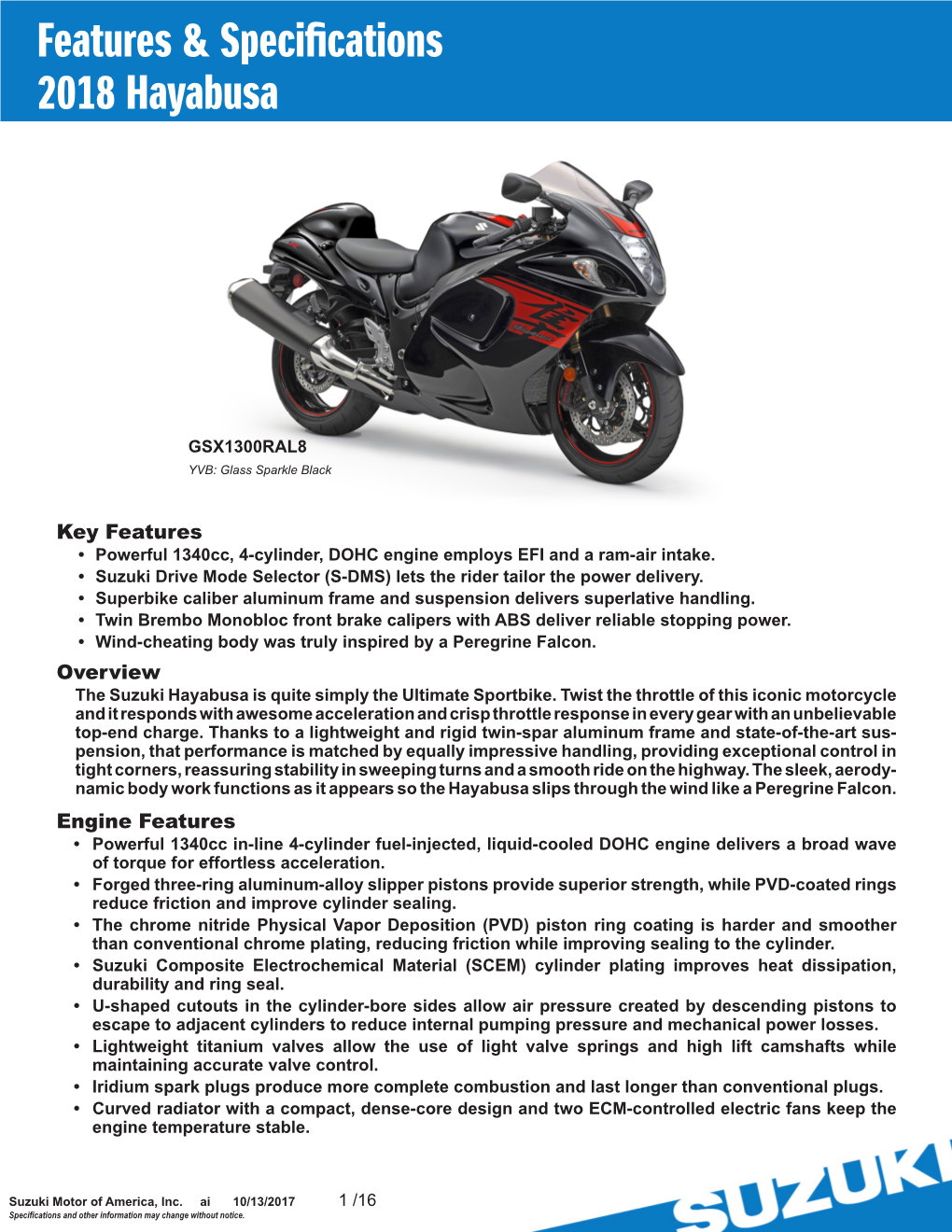 Feature & Specification Sheet