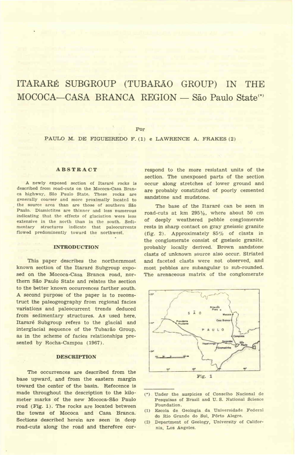 ITARARE SUBGROUP (TUBARAO GROUP) in the MOCOCA-CASA BRANCA REGION - Sao Paulo State'"