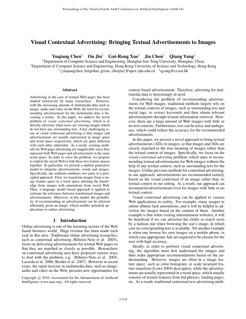 Visual Contextual Advertising: Bringing Textual Advertisements to Images