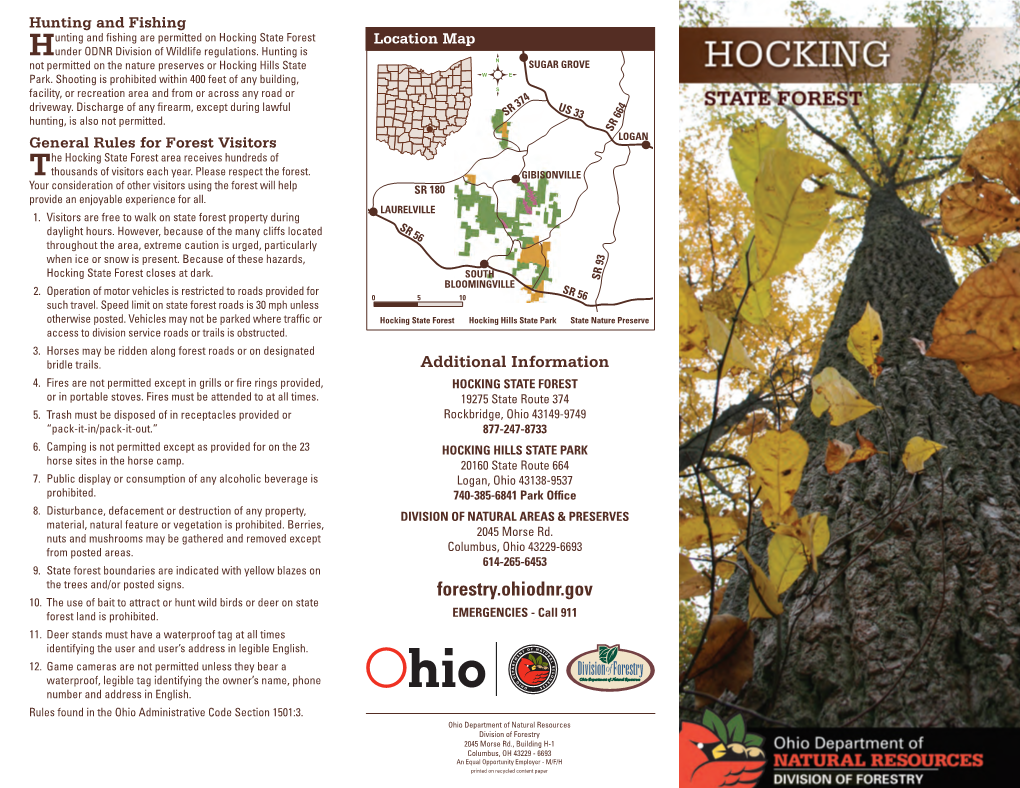 Hunting and Fishing Are Permitted on Hocking State Forest