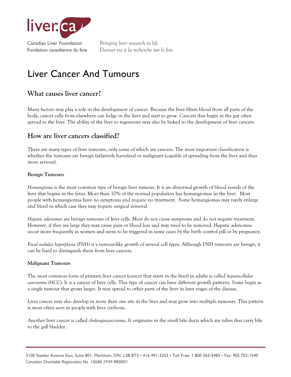 Liver Cancer and Tumours