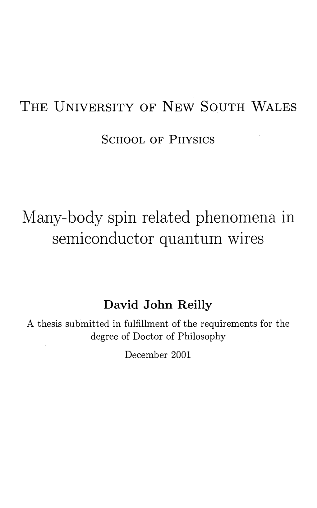 Many-Body Spin Related Phenomena in Semiconductor Quantum Wires