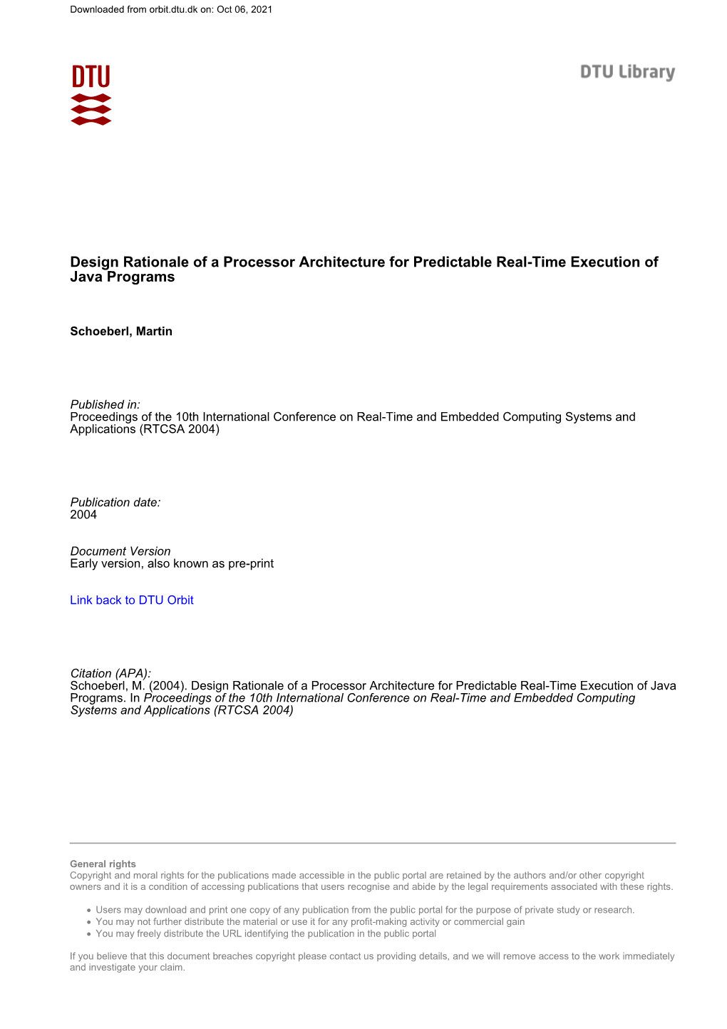 Design Rationale of a Processor Architecture for Predictable Real-Time Execution of Java Programs